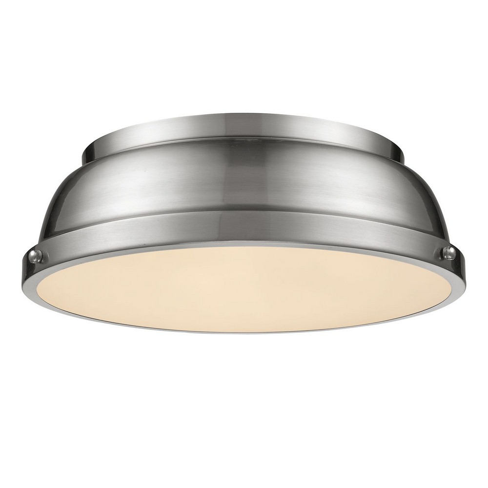 Golden Lighting-3602-14 PW-PW-Duncan - 2 Light Flush Mount in Classic style - 4.25 Inches high by 14 Inches wide Pewter Pewter Aged Brass Finish